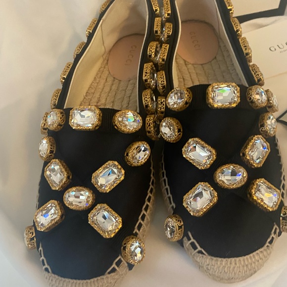 Gucci Peoria Crystal Embellished Espadrilles. Size 38.5. - Picture 4 of 8